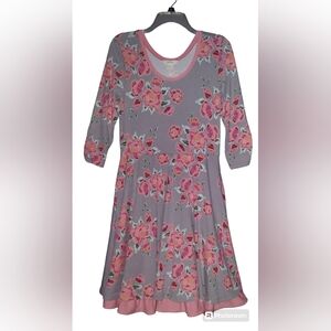 MATILDA JANE ladies MEDIUM grey floral knit dress